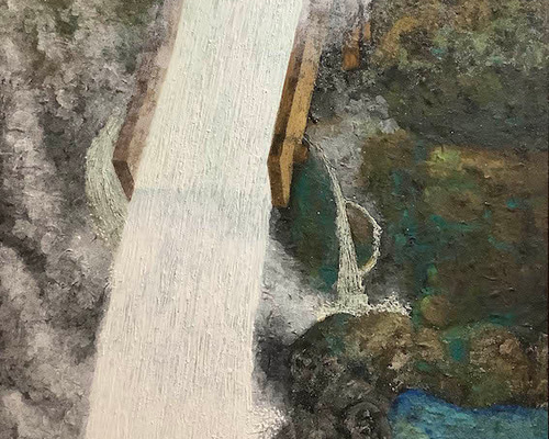 湯畑「熱踊る」（湯畑「湯涌き」との連作）日本画 F60号 絵画 石井里枝