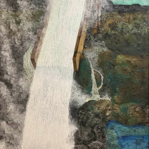 湯畑「熱踊る」（湯畑「湯涌き」との連作）日本画 F60号 絵画 石井里枝