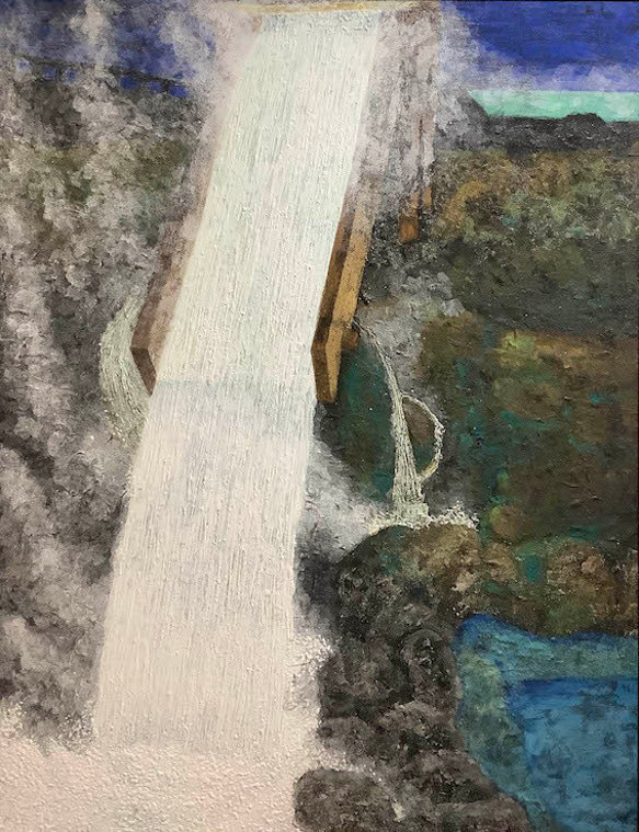 湯畑「熱踊る」（湯畑「湯涌き」との連作）日本画 F60号 絵画 石井里枝