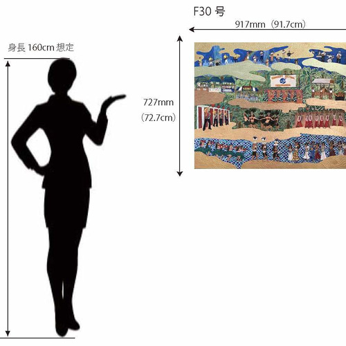 七里ヶ浜夏祭り 日本画F30号 「Shichirigahama Summer Festival