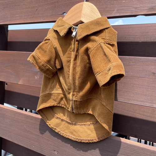 犬服 コーデュロイジャケット ブラウン ペット服・アクセサリー ネック