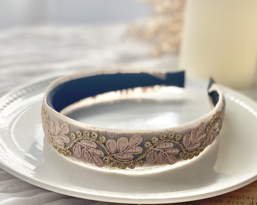 送料無料】インド刺繍リボン カチューシャ インド刺繍 ヘア