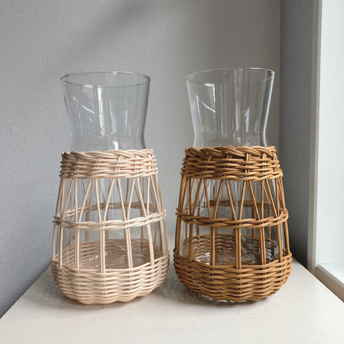 ラタンのフラワーベース（typeB）ナチュラル色 一輪挿し・花瓶・花器