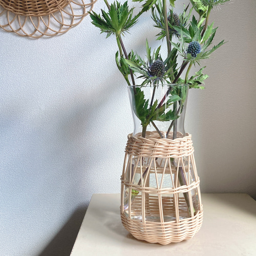 ラタンのフラワーベース（typeB）ナチュラル色 一輪挿し・花瓶・花器