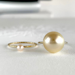 南海珍珠和 Akoya 珍珠鑲嵌戒指 (k14gf) 第4張的照片