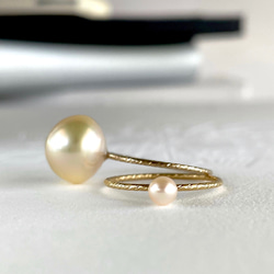 南海珍珠和 Akoya 珍珠鑲嵌戒指 (k14gf) 第3張的照片