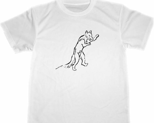 鳥獣戯画 ドライ Tシャツ 狐 キツネ グッズ アニマル Tシャツ 5
