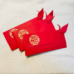 手工製千紙鶴紅包 立體紅包 紅包袋 1袋3入 第1張的照片