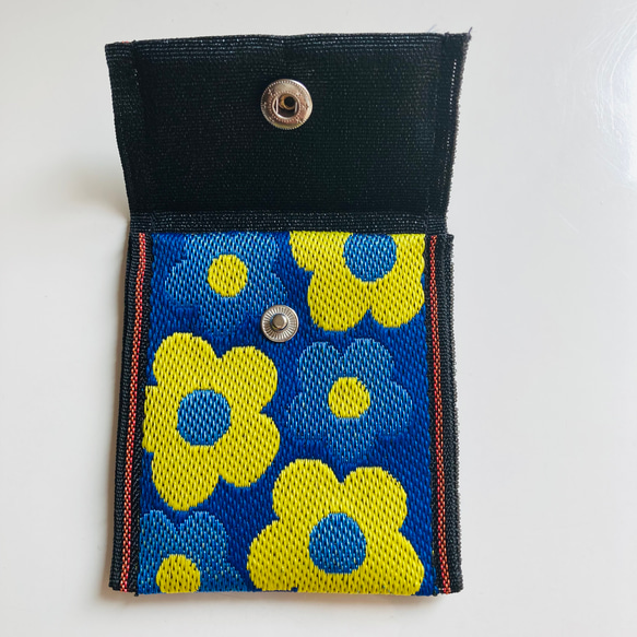 お花畑 黄色と青色の花柄畳縁 かわいい小物入れ 2枚目の画像