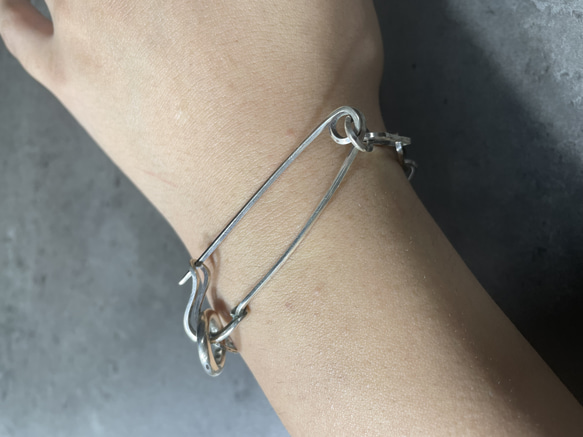 silver950 safty pin bracelet 8枚目の画像