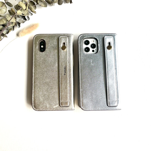 Gamuu本革 カード収納 名入れハンドベルト付き Iphoneケース 手帳型スマホケース 本革 名入れ可 カード収納 ハンドベルト付き