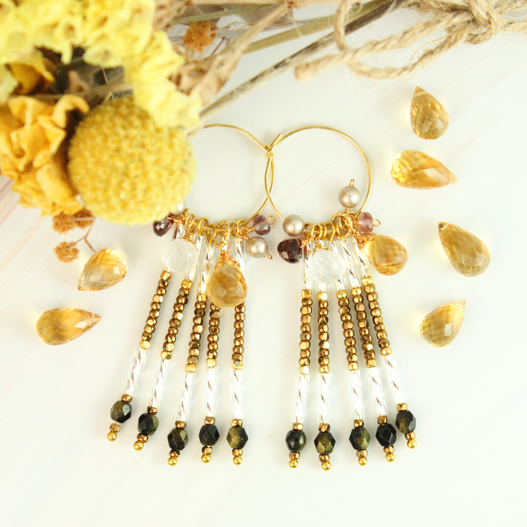 【1個限定】シトリン フープピアス