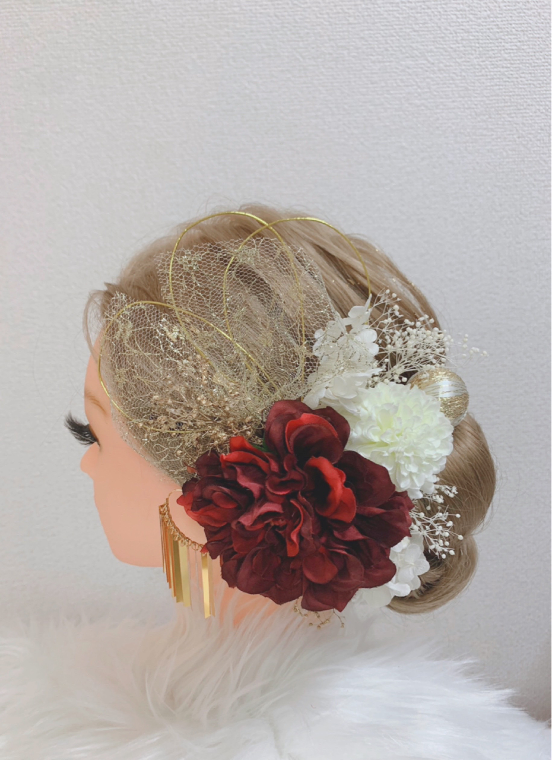 ヘッドドレス　髪飾り　ウェディング　成人式　卒業式　結婚式　　和装　袴  no.4 ダリア