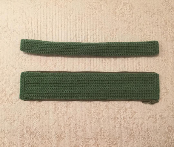 グリーン色/バッグハンドルカバー/編み物/手編み/ハンドメイド/LVバッグハンドルカバー26cm 2枚目の画像