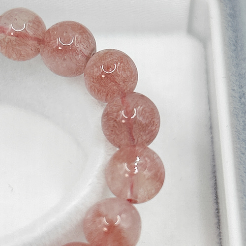 カザフスタン産ストロベリークォーツブレス 鑑定書付き ブレスレット