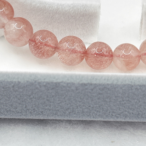 カザフスタン産ストロベリークォーツブレス 鑑定書付き ブレスレット