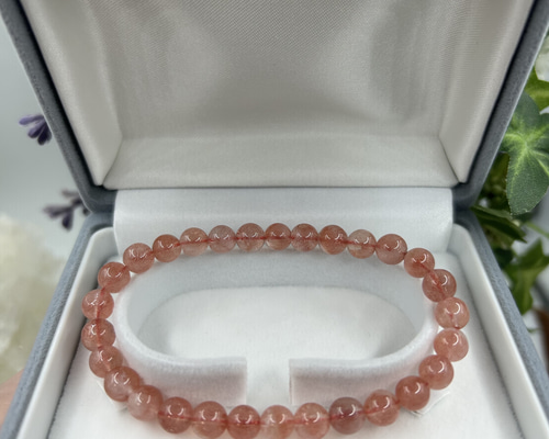 カザフスタン産ストロベリークォーツブレス 鑑定書付き ブレスレット