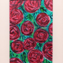 油彩画「バラの花籠」原画F6