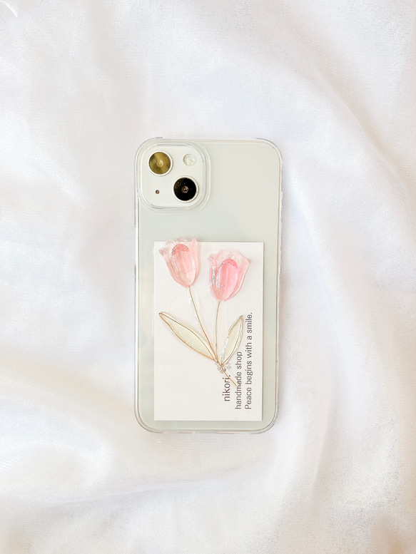 【選べるカラー13色】2輪のチューリップ　携帯ケース　スマホケース　iPhoneケース　Xperia 全機種対応可能 1枚目の画像