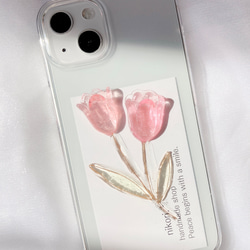 【選べるカラー13色】2輪のチューリップ　携帯ケース　スマホケース　iPhoneケース　Xperia 全機種対応可能 5枚目の画像