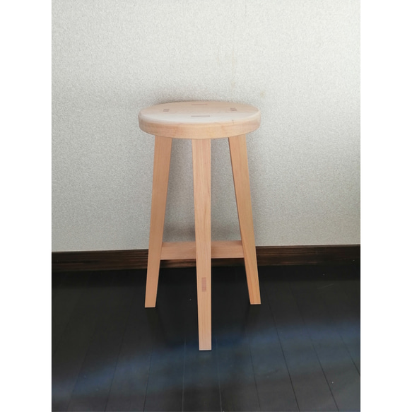 木製スツール　高さ45cm　丸椅子　stool 　猫犬 2枚目の画像