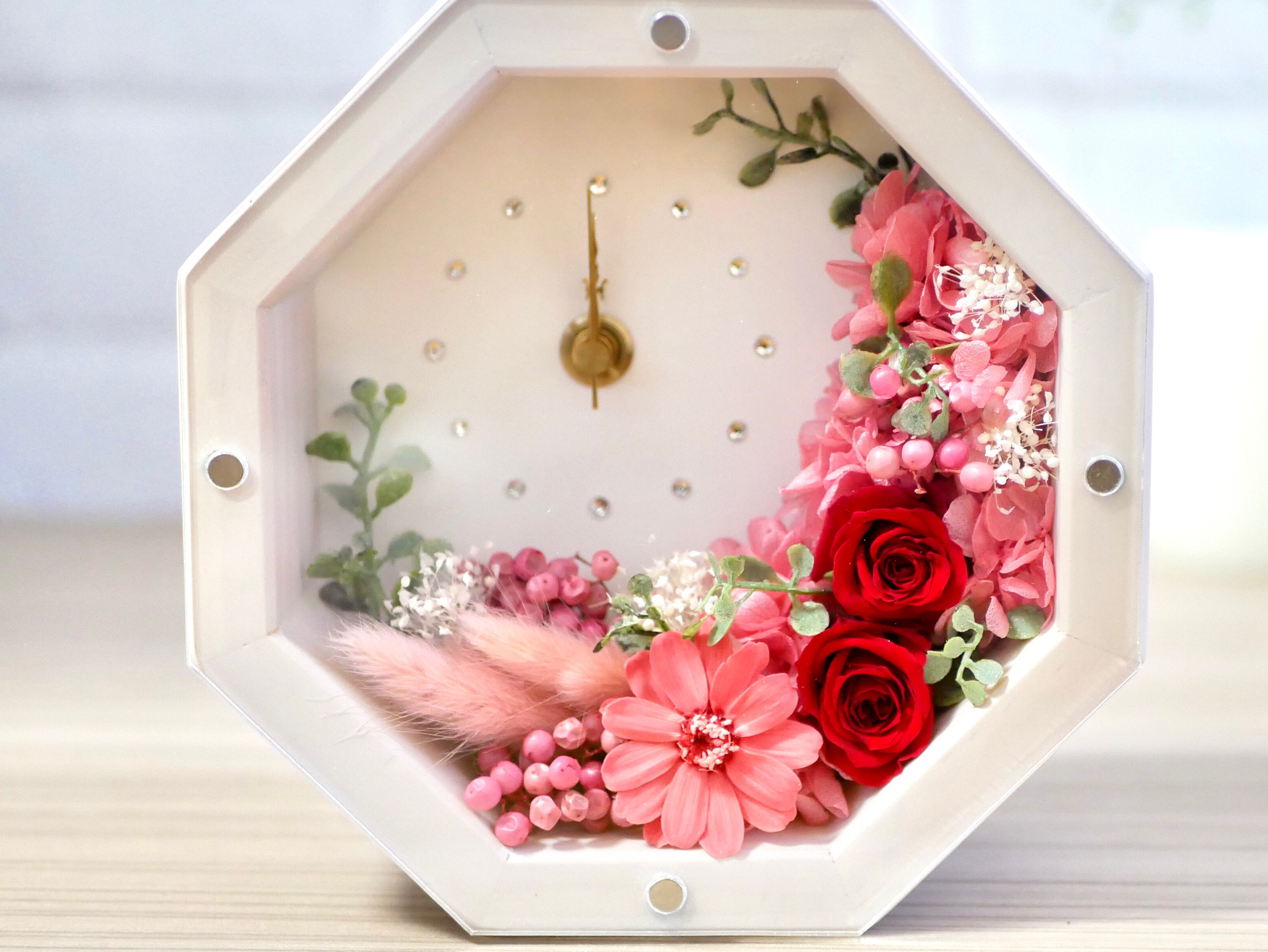 再販color選べます♡結婚祝い♡新築祝い♡退職祝い♡花時計♡受注制作リボン時計 プリザーブドフラワー 花 花時計 結婚祝い 誕生日プレゼント 両親贈呈