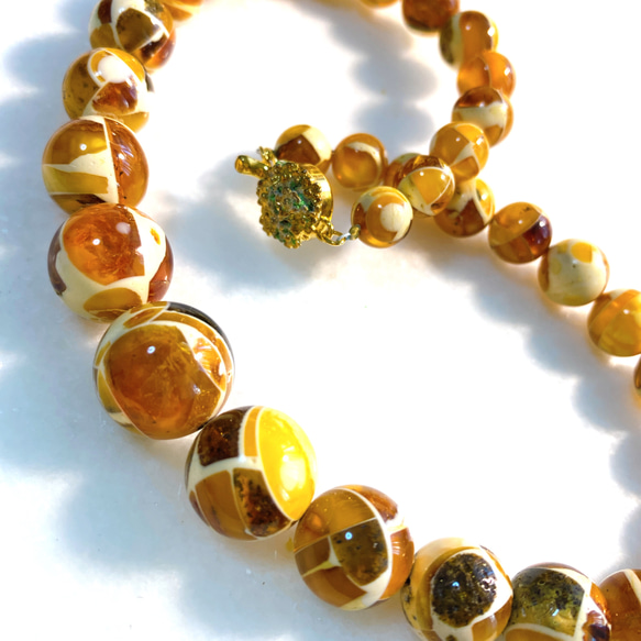 アンティーク琥珀silverネックレス天然アトリエ作品コハク