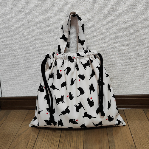 体操着袋 横長 黒猫ちゃん 体操服袋・お着替え袋 Kate 通販