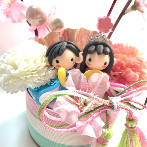 樹脂粘土 花のお雛様 ひな人形 中古