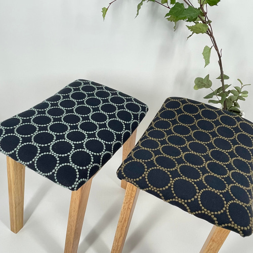 こまるさん専用 ミナペルホネン ハンドメイド スツール タンバリン 生地 チェア ☆製作実績累計1000脚を超えました。新色2023 ネイビーxライト
