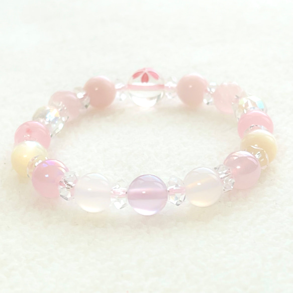 桜スペシャルMIX⑨種のJewelry天然石淡い桜ピンクのブレスレット 6枚目の画像