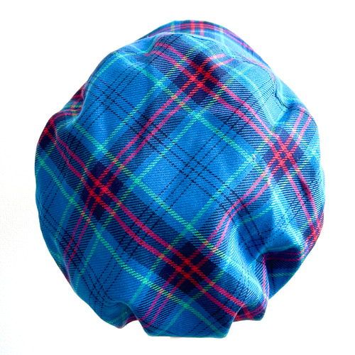 58cm 手洗い可能 青系タータンチェックのマリンキャスト キャスケット