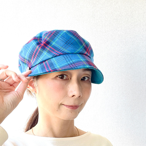 ブライス  マドラスチェックキャスケット 58cm 手洗い可能 青系タータンチェックのマリンキャスト キャスケット