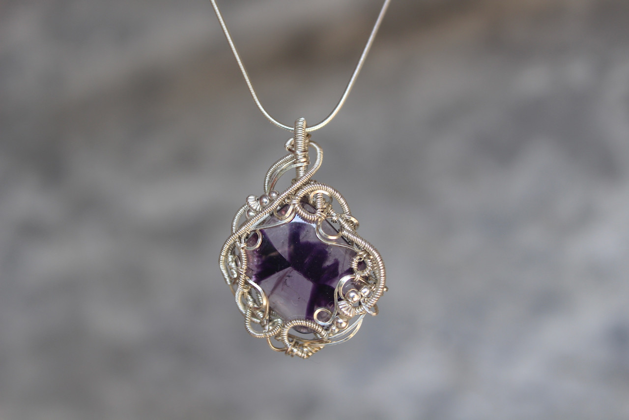 トラピッチェアメジスト　シルバー925 ワイヤーラッピング　ペンダント 8,760円