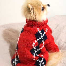 　　赤アーガイルセーター（中型犬用現品セール） 7枚目の画像