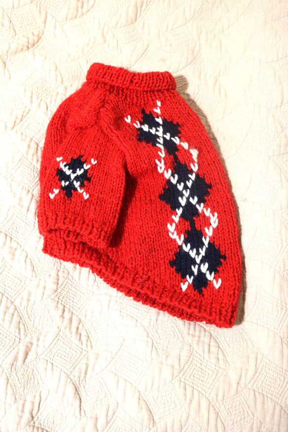 　　赤アーガイルセーター（中型犬用現品セール） 4枚目の画像
