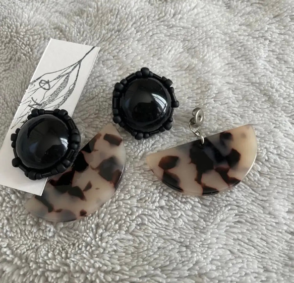 Black×half leopard ピアス・イヤリング 5枚目の画像