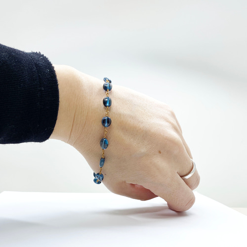 ☆ロンドンブルートパーズ 7.7ミリ珠 ブレス①(SA+) 高品質]ロンドン