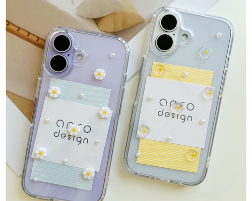 iPhone 17 クリアケース フラワー 花柄 ショルダー 16 15 14 13 12mini