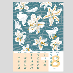 12か月の草花模様カレンダー2023　 8枚目の画像