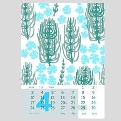 12か月の草花模様カレンダー2023　 4枚目の画像