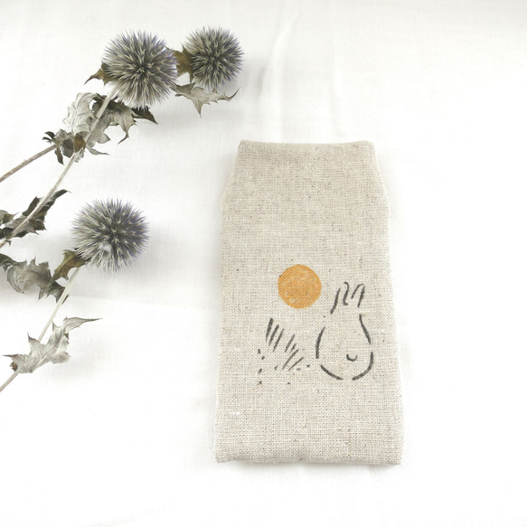 型染　布のポチ袋　干支の兎　月・花・ススキ　選べる無料短冊付 2枚目の画像