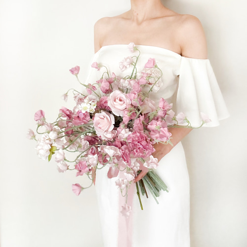 アーティフィシャルフラワー　秋ブーケ　ブートニア　ボルドー　ピンク ボルドーカラー 赤 クラッチブーケ 造花ブーケ ブーケ 結婚式