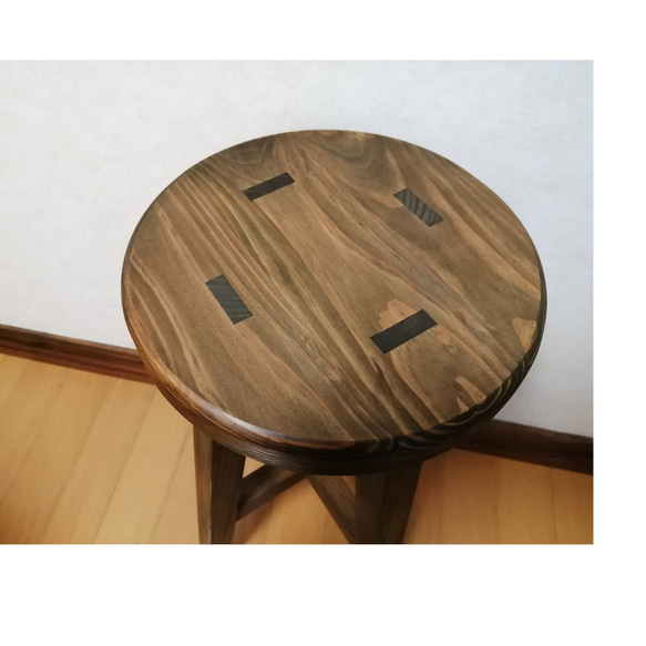 木製スツール　高さ40cm　丸椅子　stool 　猫犬 4枚目の画像