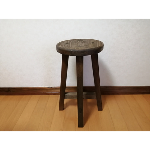 木製スツール　高さ40cm　丸椅子　stool　猫犬