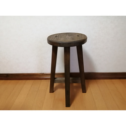 木製スツール　高さ50cm　丸椅子　stool 　猫犬 2枚目の画像