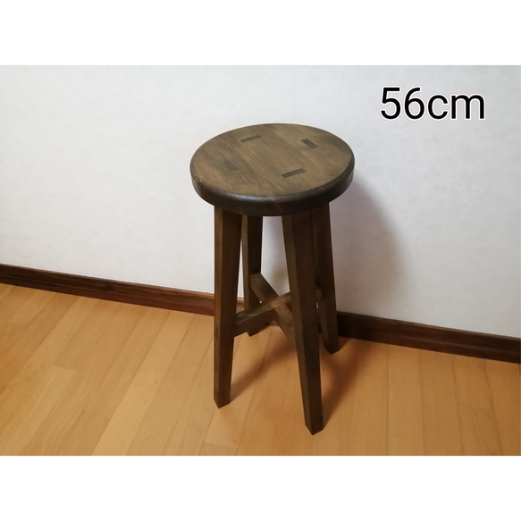 木製スツール　高さ56cm　丸椅子　stool 　猫犬 1枚目の画像