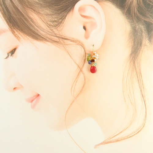 超超超レア】ピンク・グロッシュラーガーネット 花束 耳飾り ピアス