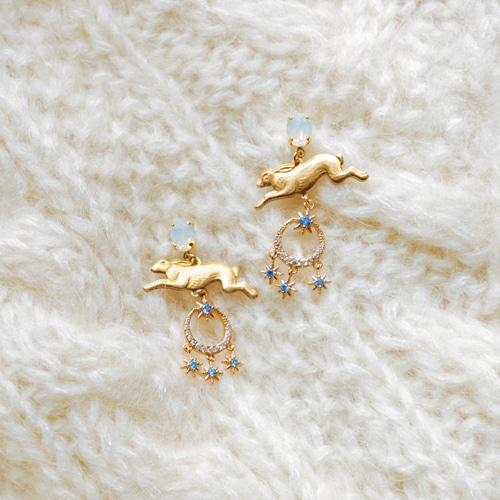 Lepus ﾚﾌﾟｽ 」イヤリング/ピアス *うさぎ.ラビット.スワロフスキー 