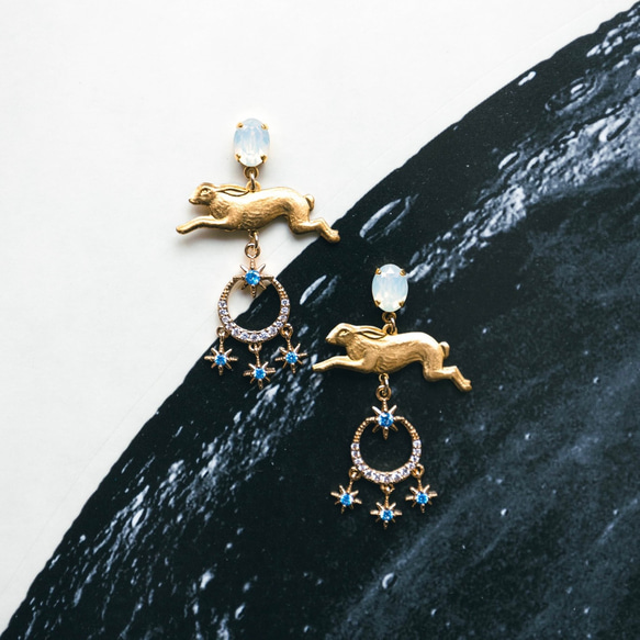 Lepus ﾚﾌﾟｽ 」イヤリング/ピアス *うさぎ.ラビット.スワロフスキー 